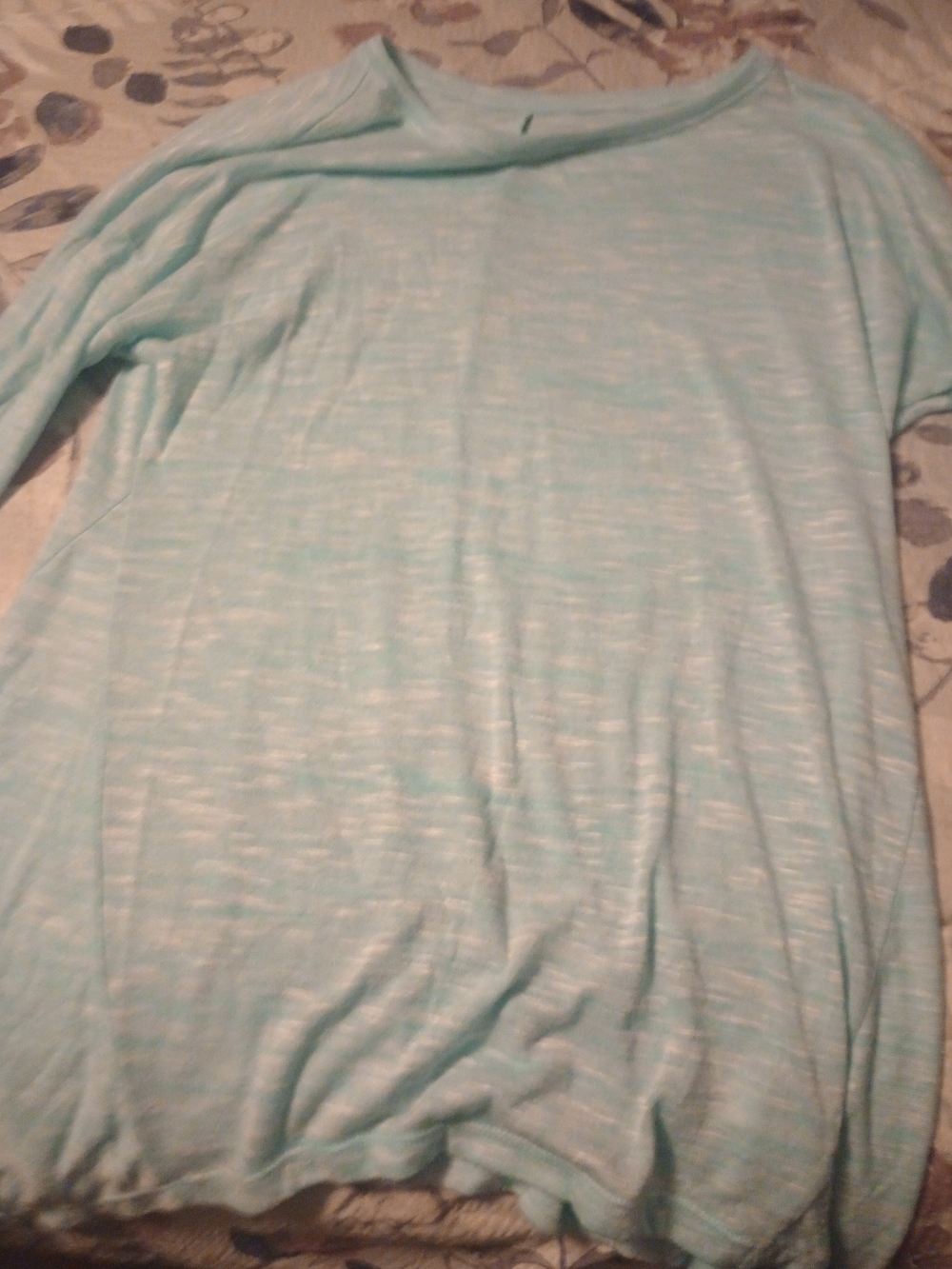 Time and Tru Light Aqua Boatneck Long Sleeve Top